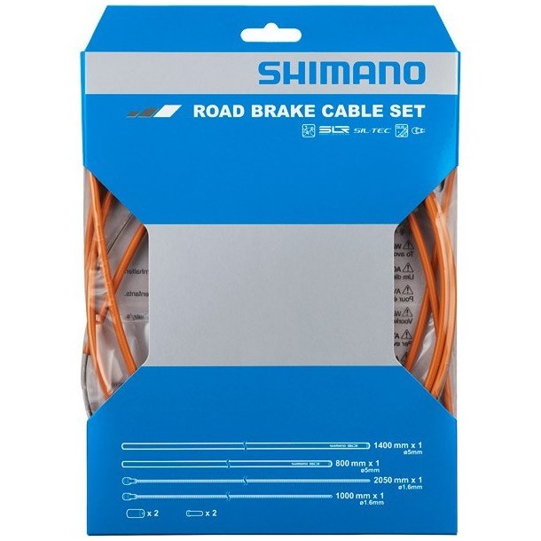 Shimano Bremsewirest Racer rustfri Orange, PTFE 