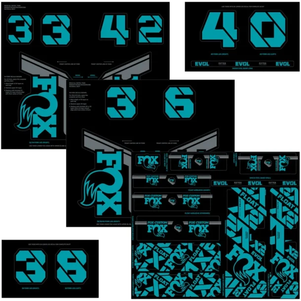 FOX Decal 2021 AM Custom Fork and Shock Kit Turquoise
