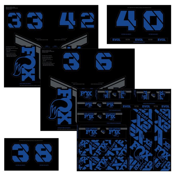 FOX Decal 2021 AM Custom Fork and Shock Kit Root Blue
